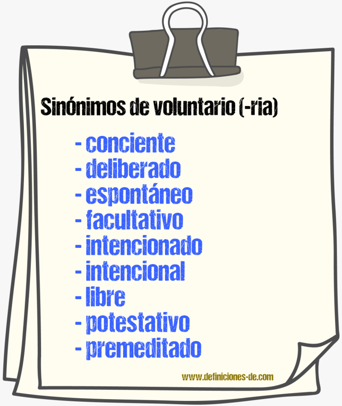 Sinnimos de voluntario