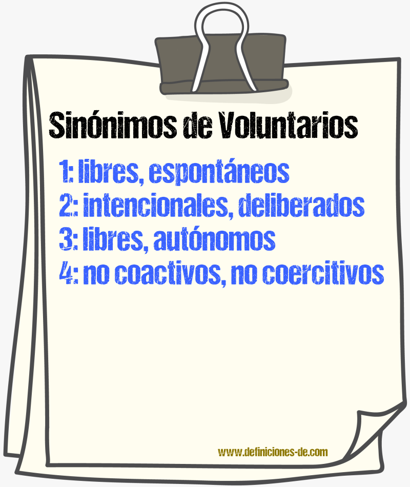 Sinónimos de voluntarios