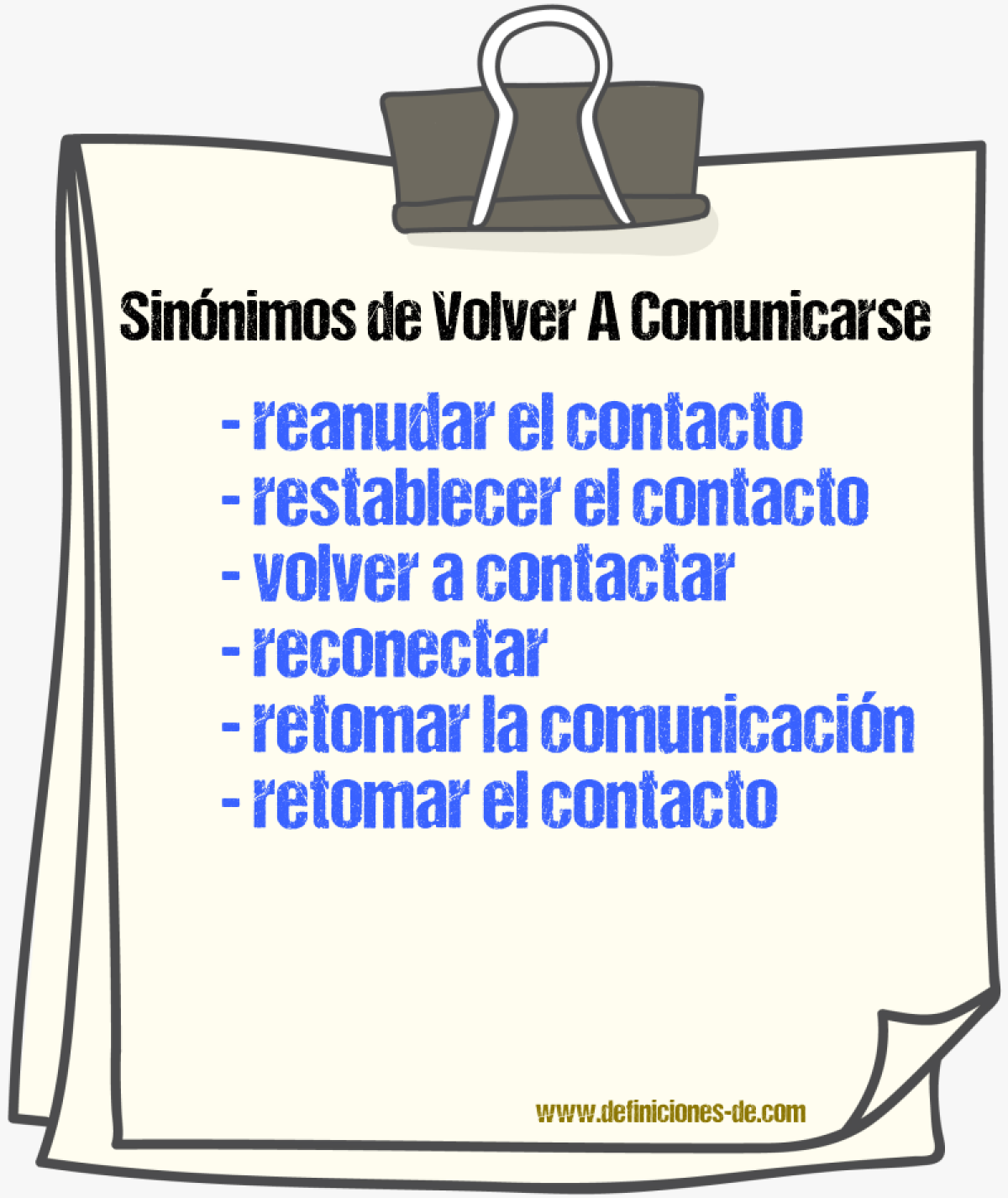 Sinónimos de volver a comunicarse