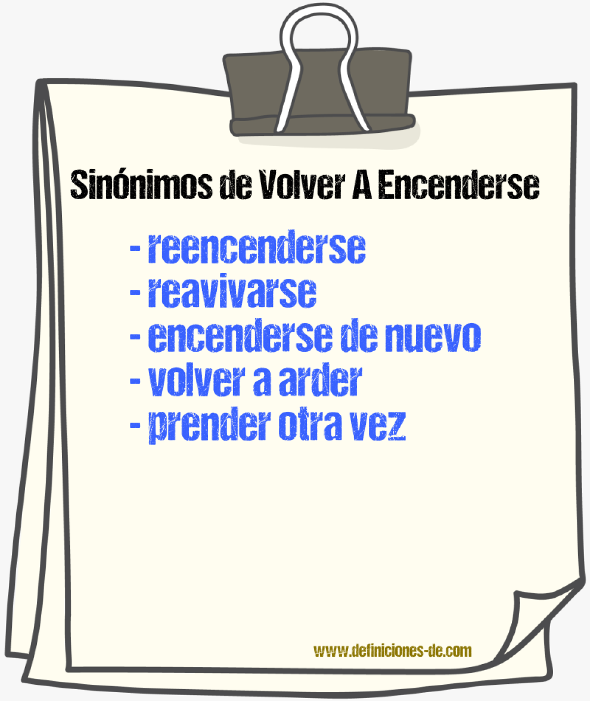 Sinónimos de volver a encenderse