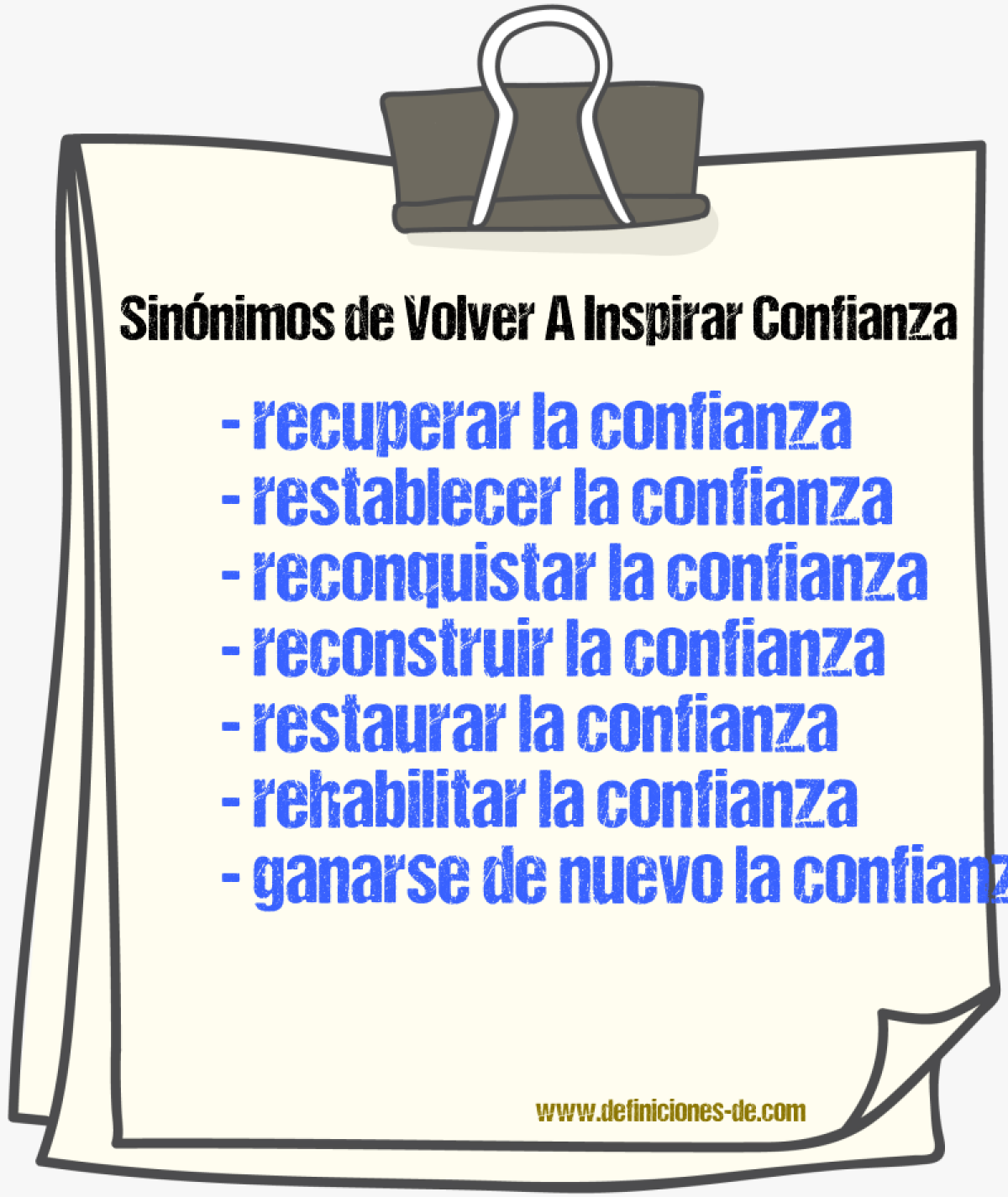 Sinónimos de volver a inspirar confianza