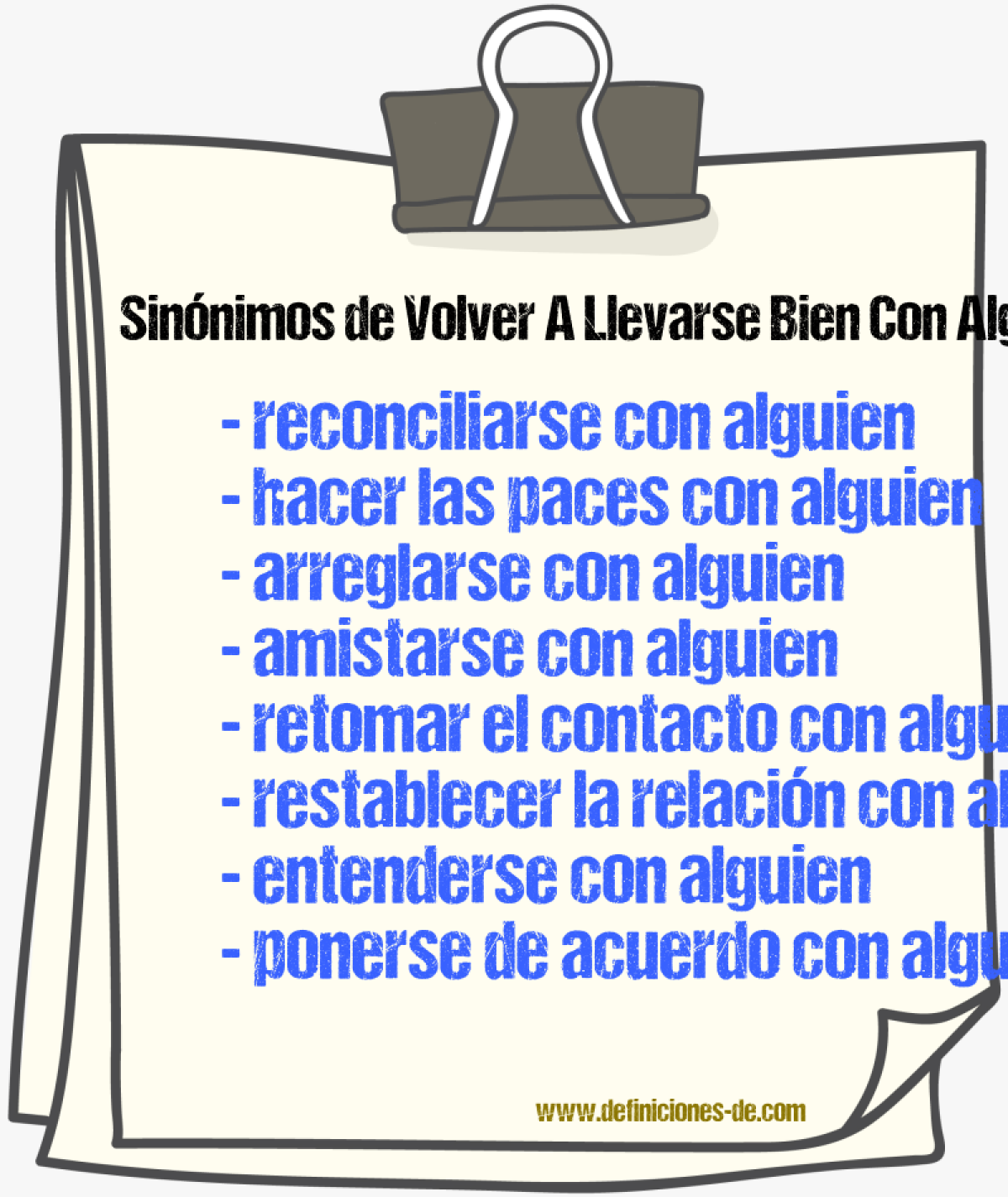 Sinónimos de volver a llevarse bien con alguien