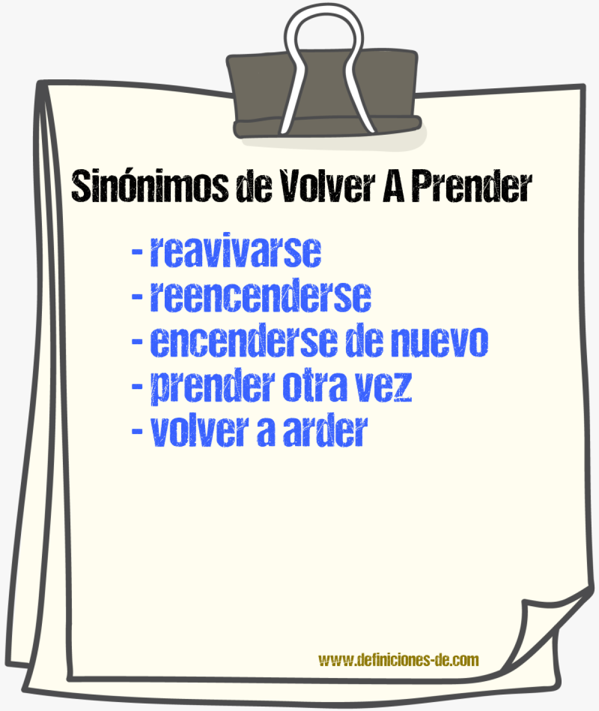 Sinónimos de volver a prender