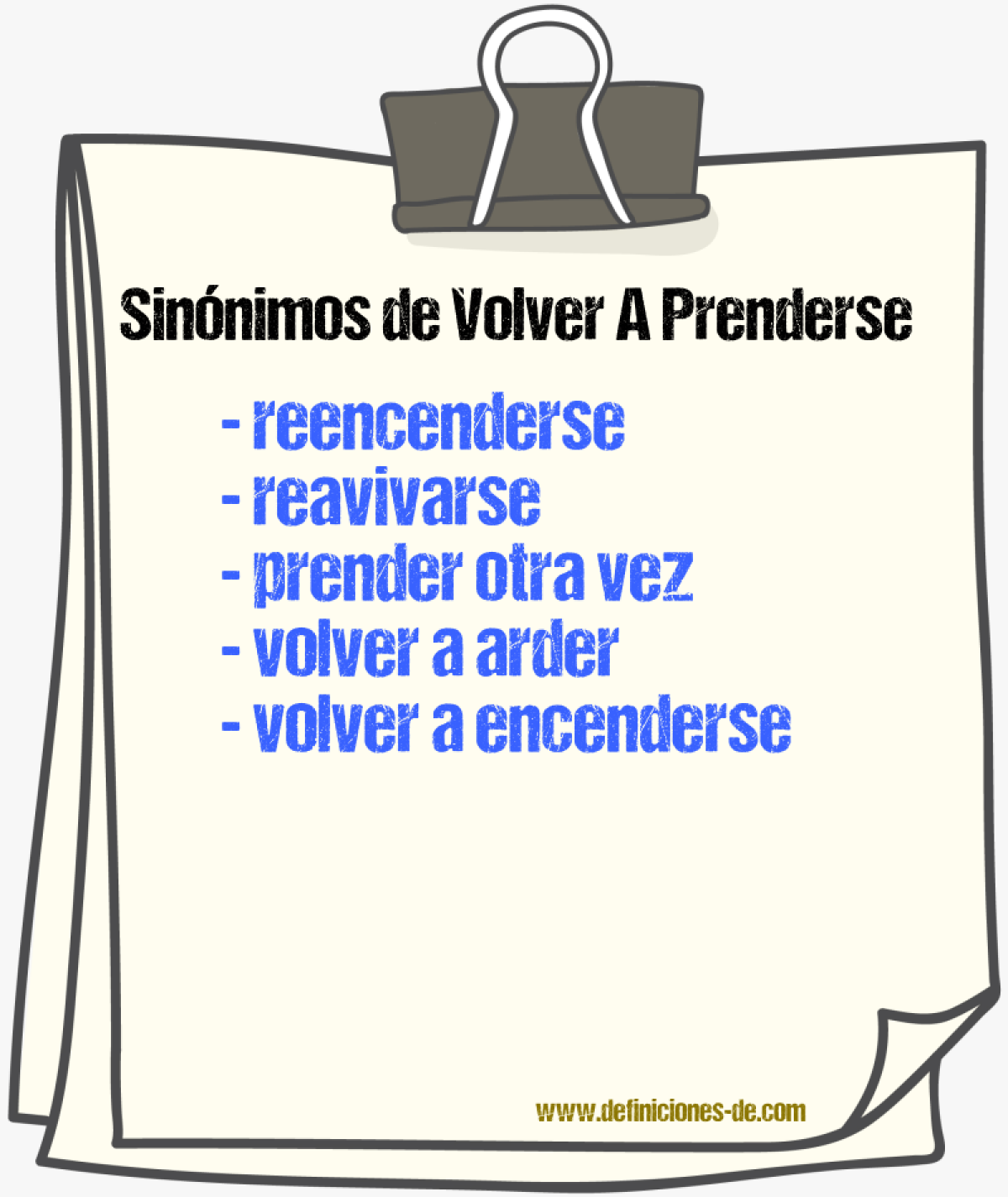 Sinónimos de volver a prenderse