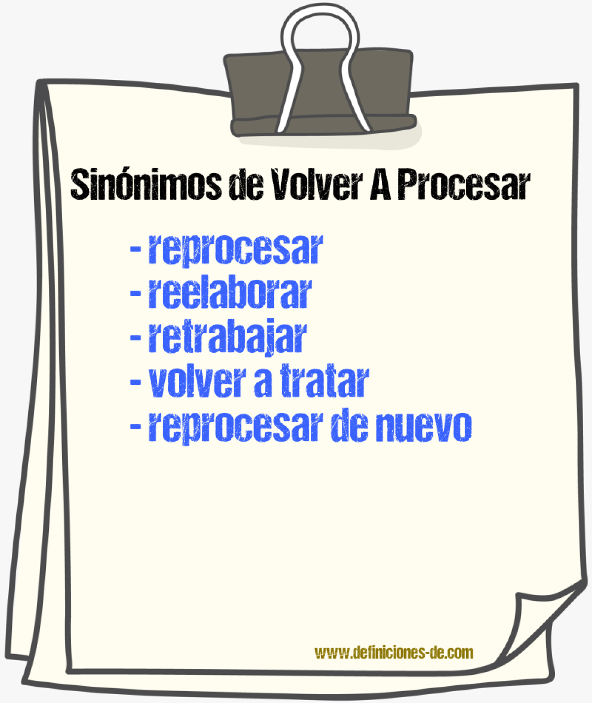 Sinónimos de volver a procesar