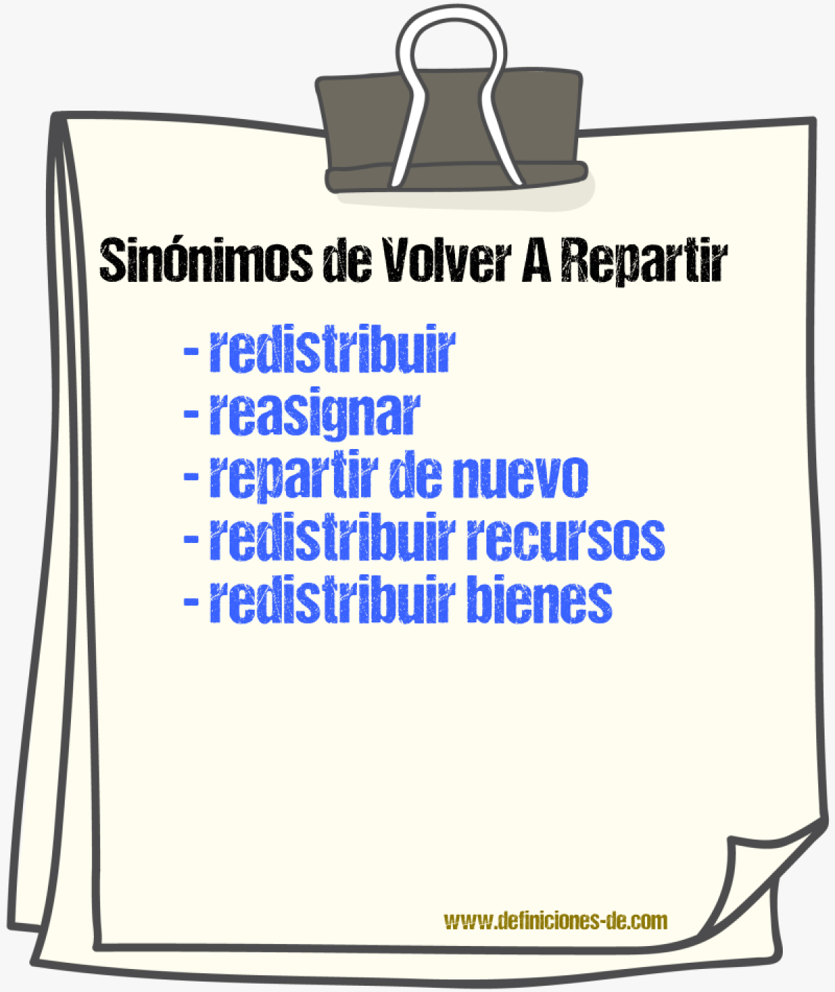 Sinónimos de volver a repartir