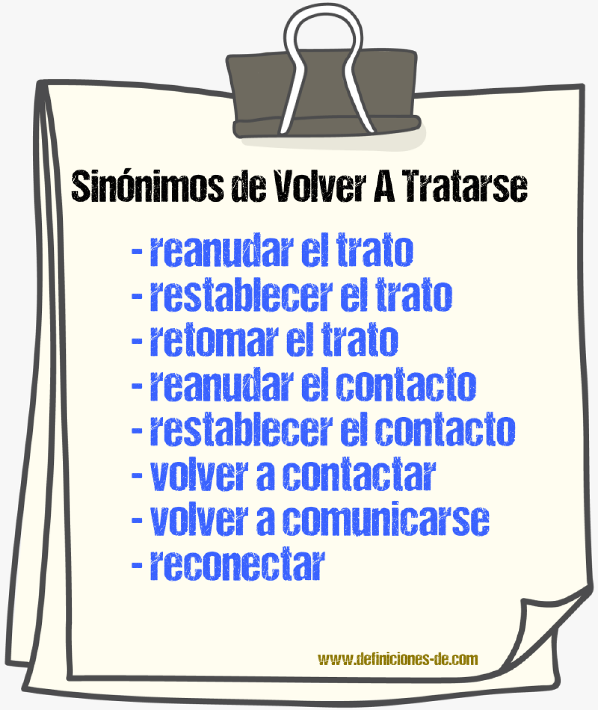Sinónimos de volver a tratarse
