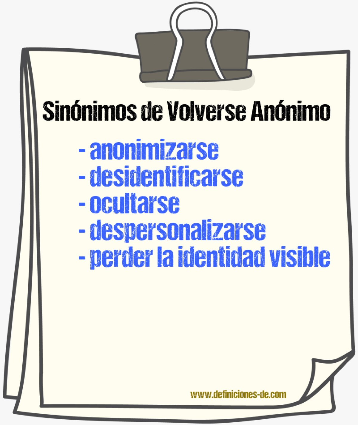 Sinónimos de volverse anónimo