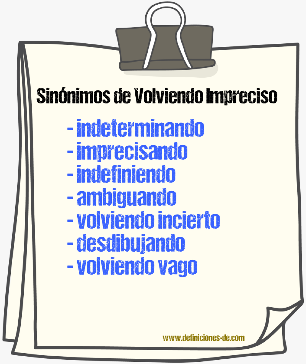 Sinónimos de volviendo impreciso