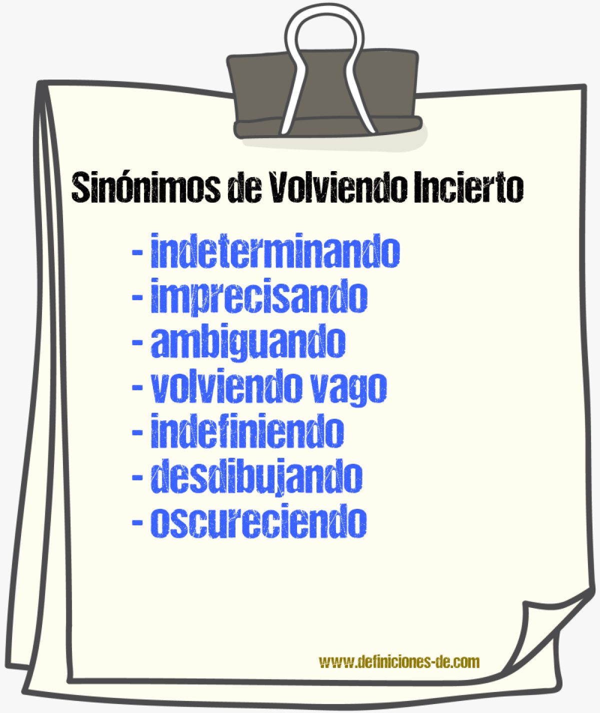 Sinónimos de volviendo incierto