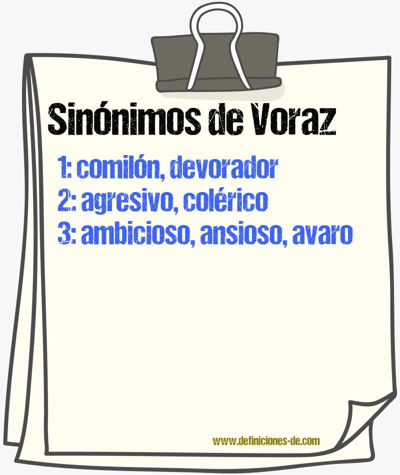 Sinnimos de voraz