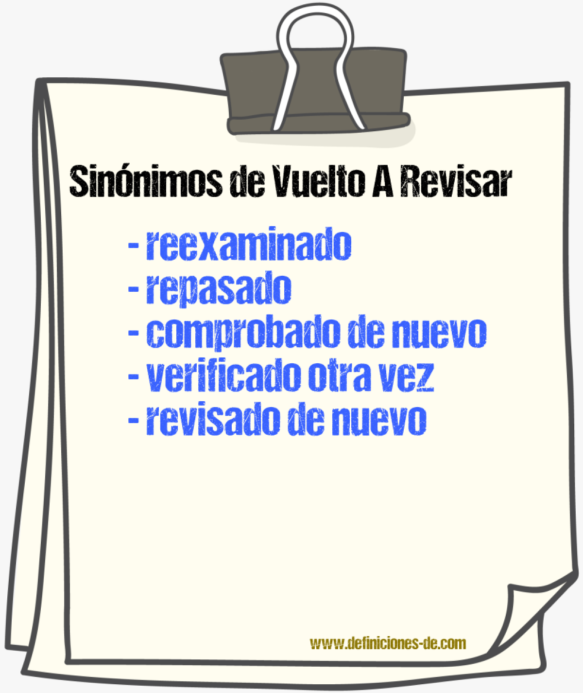 Sinónimos de vuelto a revisar