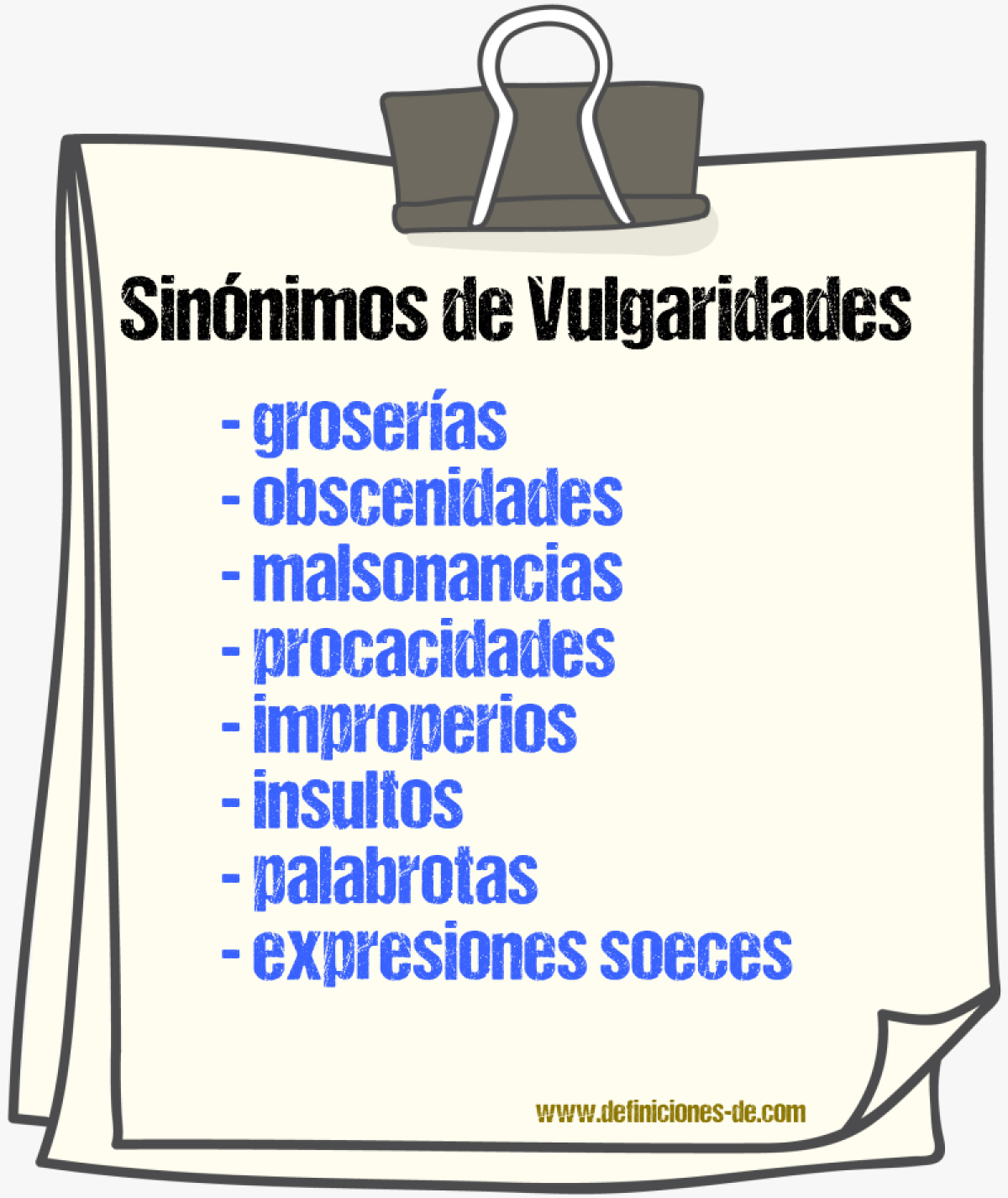 Sinónimos de vulgaridades