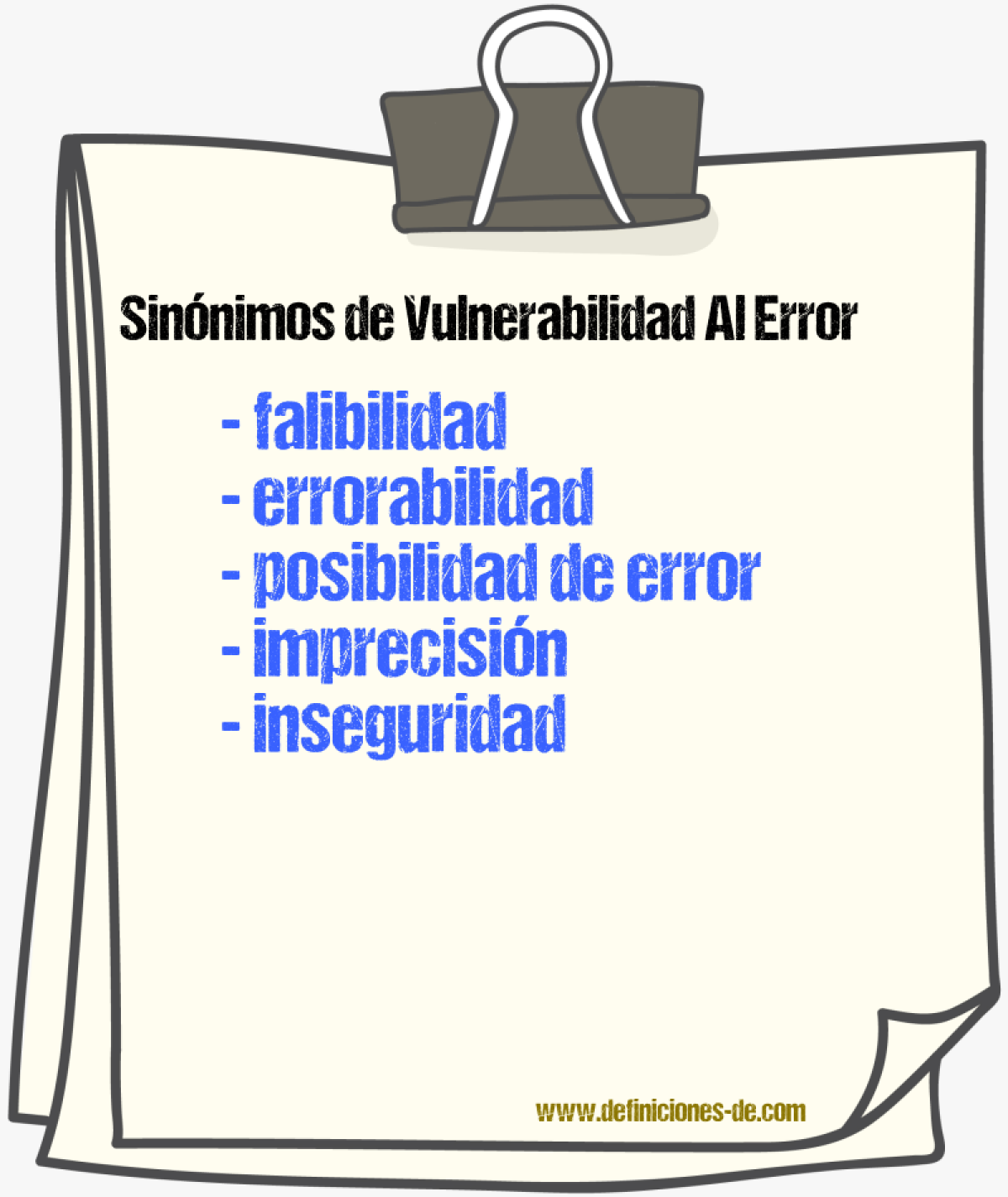 Sinónimos de vulnerabilidad al error
