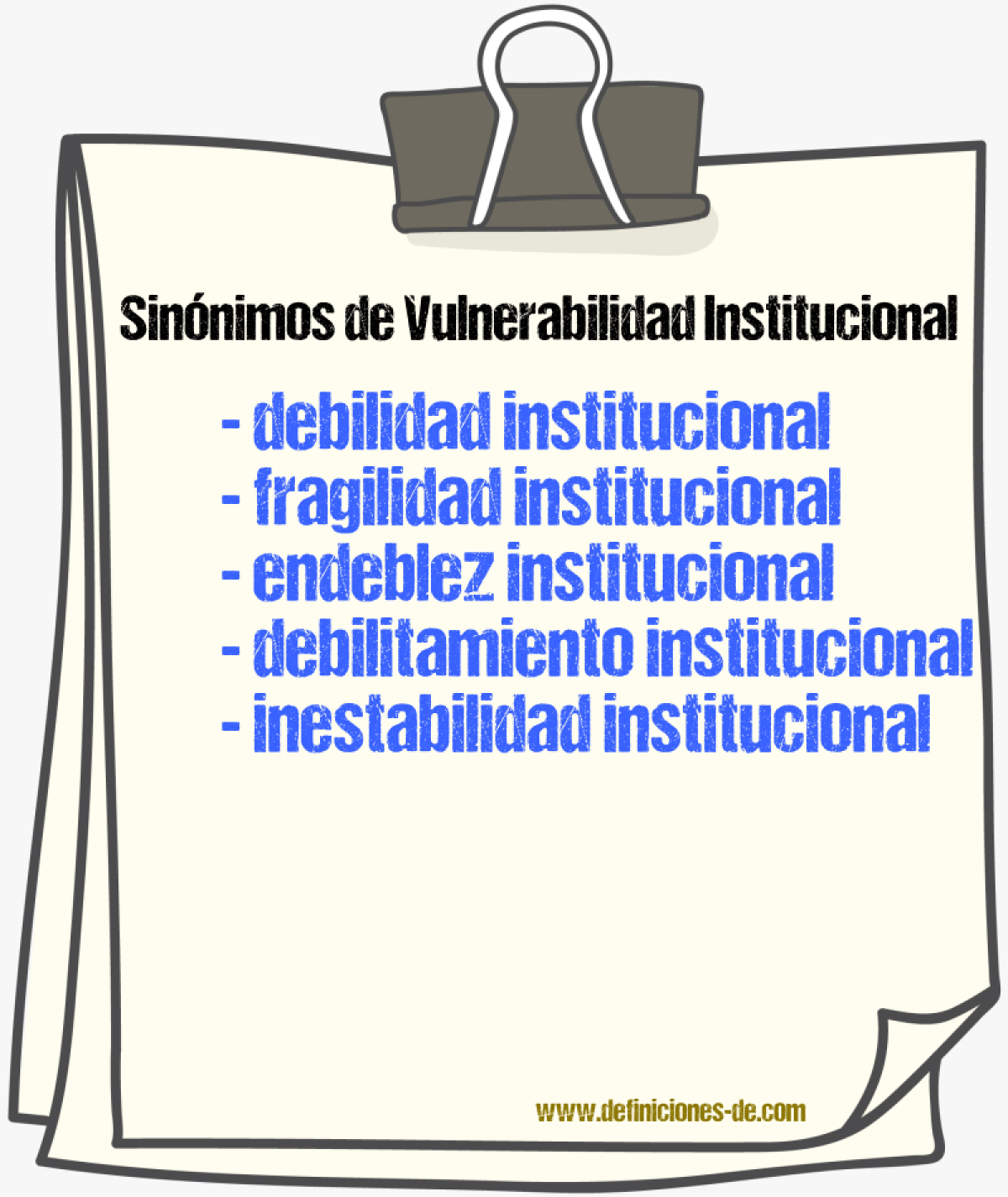 Sinónimos de vulnerabilidad institucional