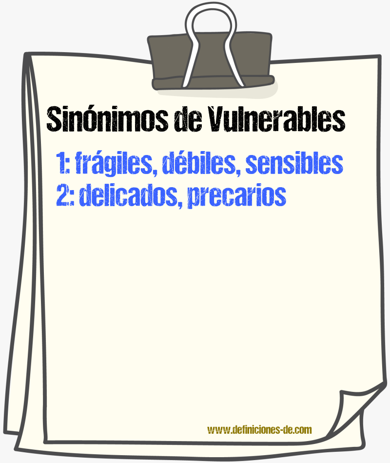 Sinónimos de vulnerables