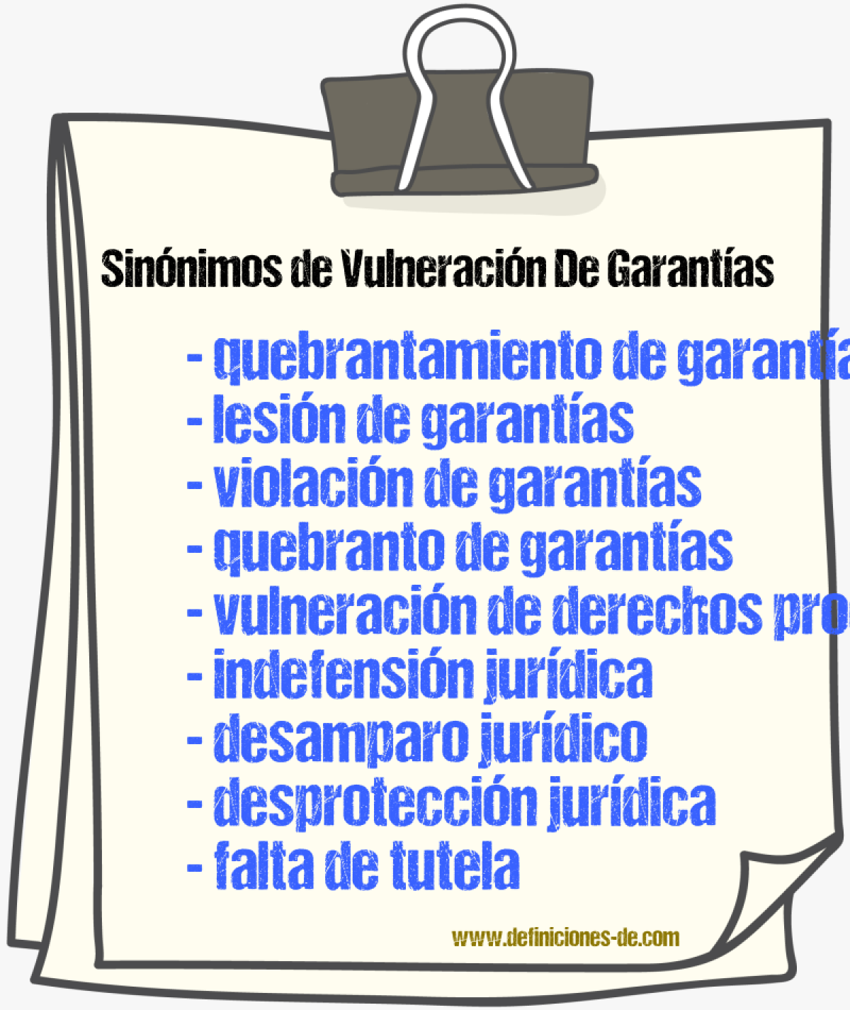 Sinónimos de vulneración de garantías
