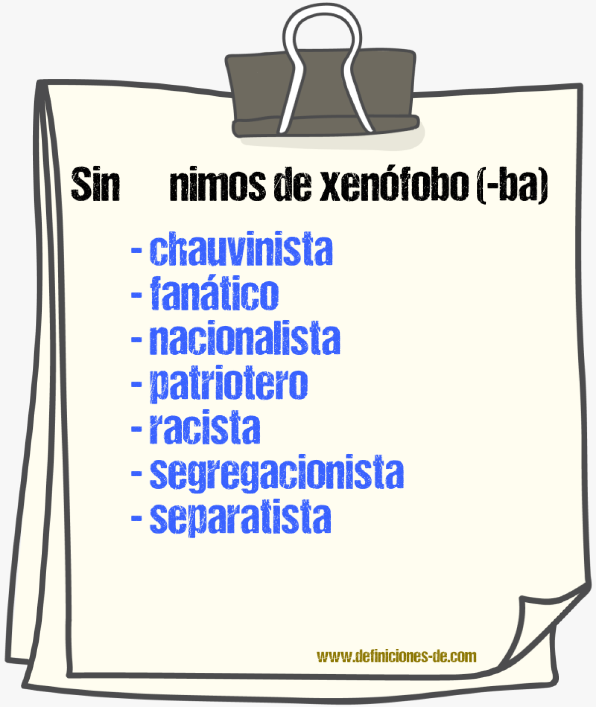 Sinnimos de xenfobo