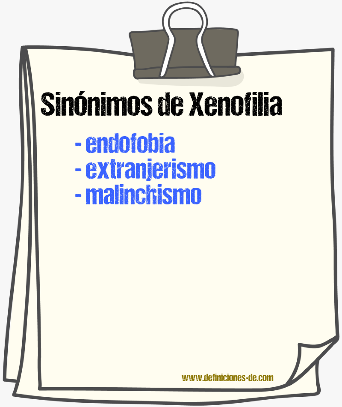 Sinnimos de xenofilia