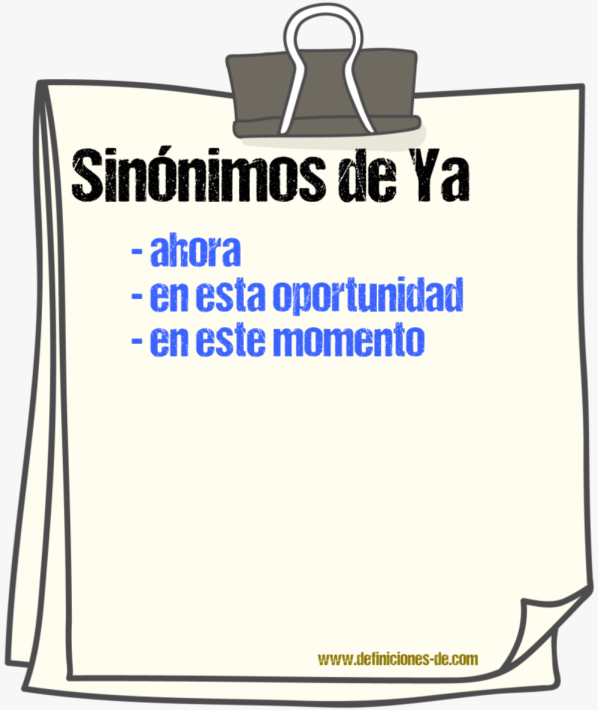 Sinnimos de ya