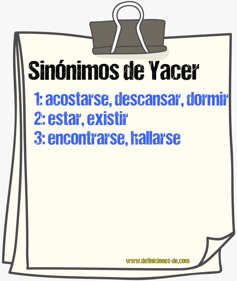 Sinnimos de yacer