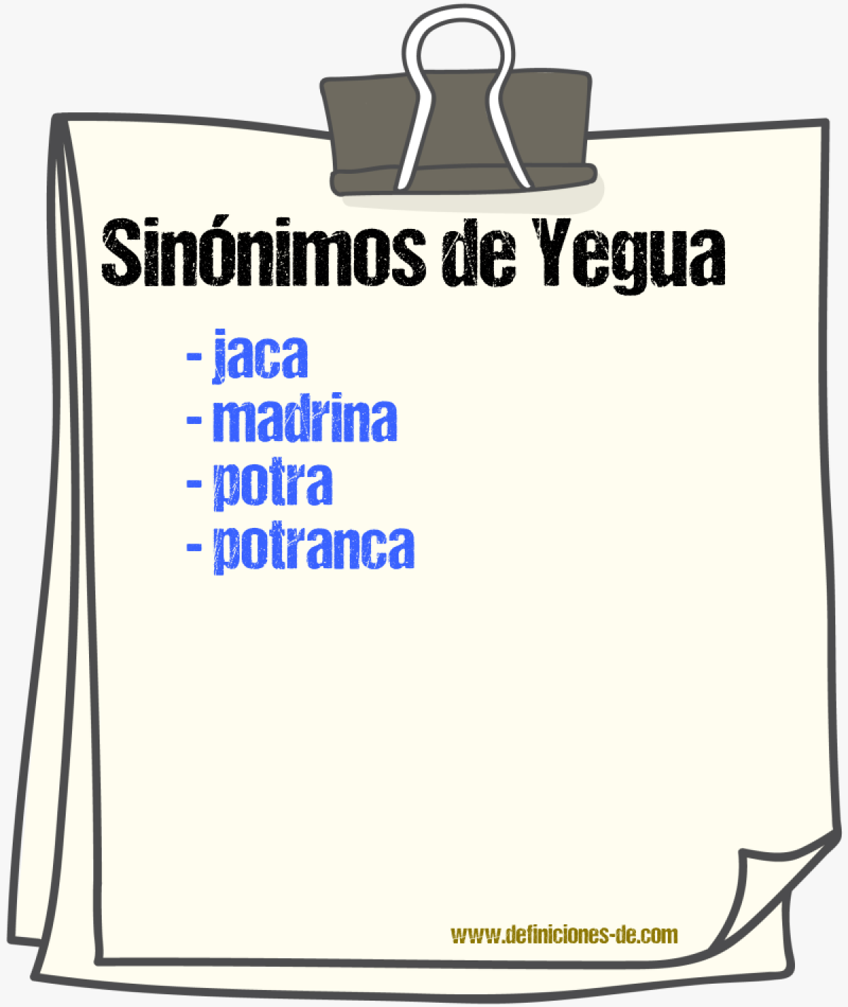 Sinnimos de yegua