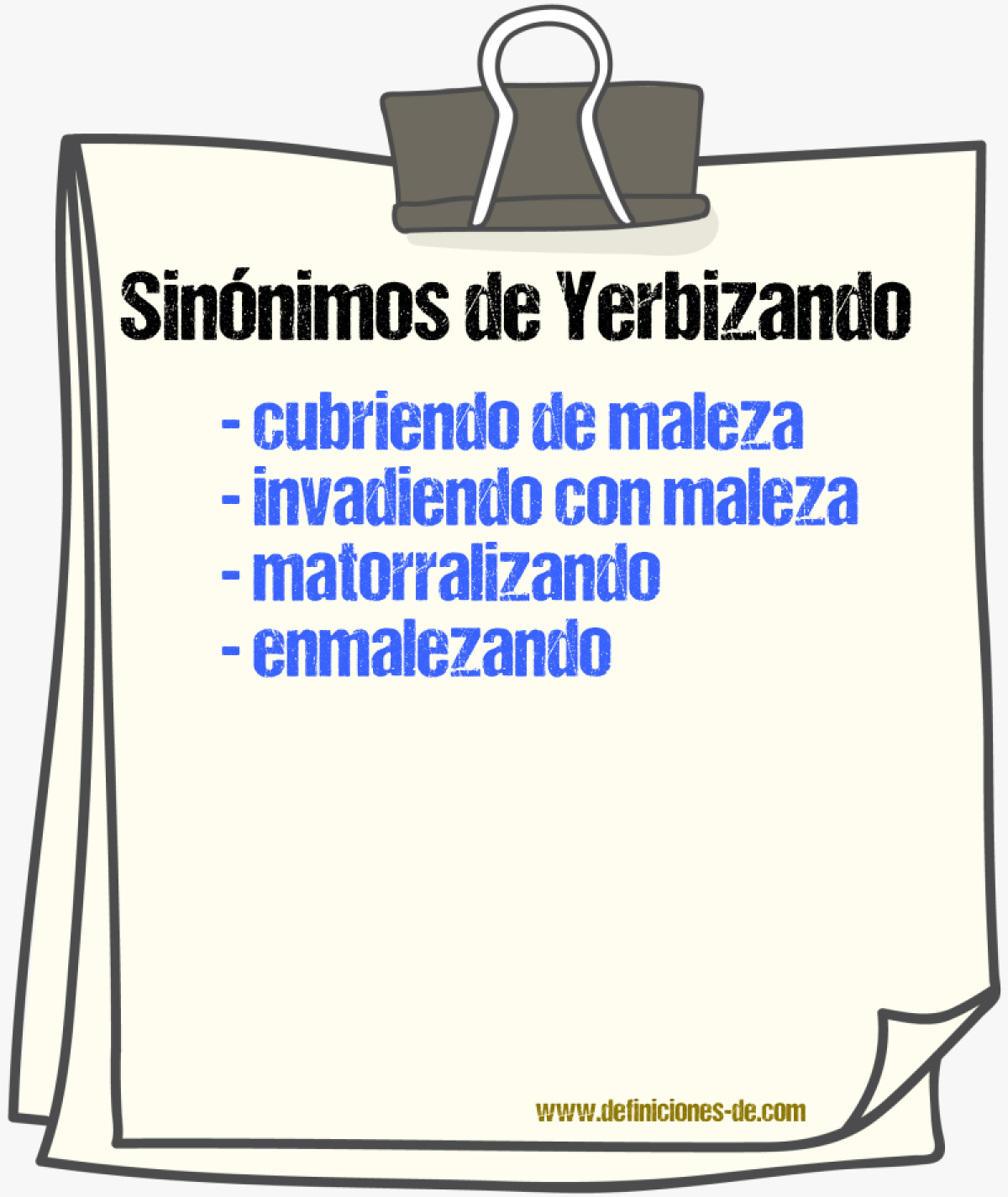 Sinónimos de yerbizando