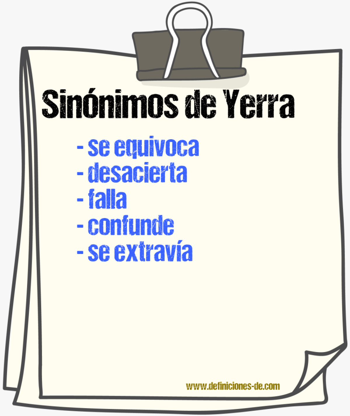 Sinónimos de yerra