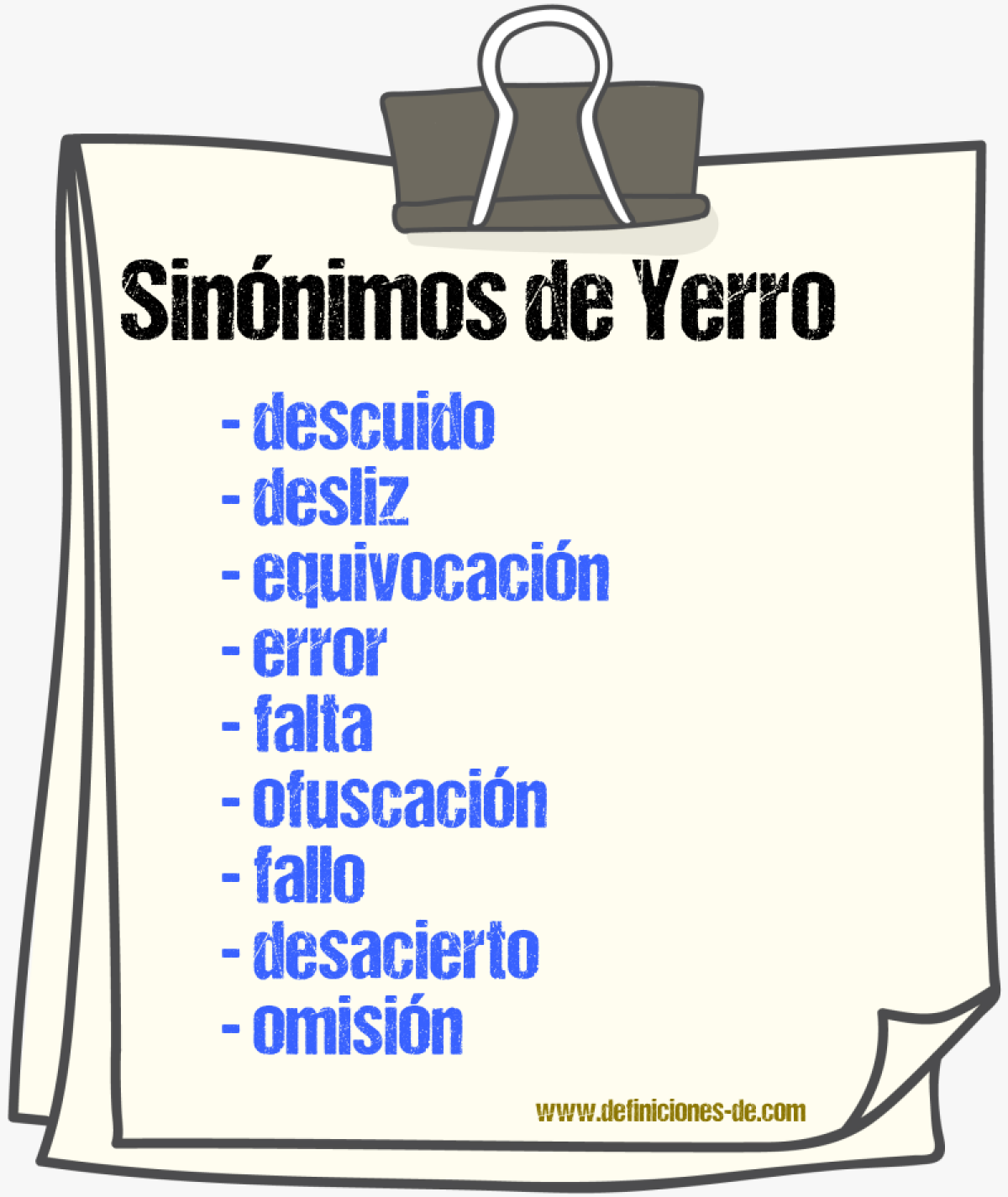 Sinnimos de yerro