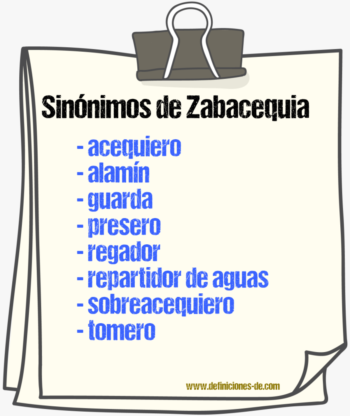 Sinnimos de zabacequia