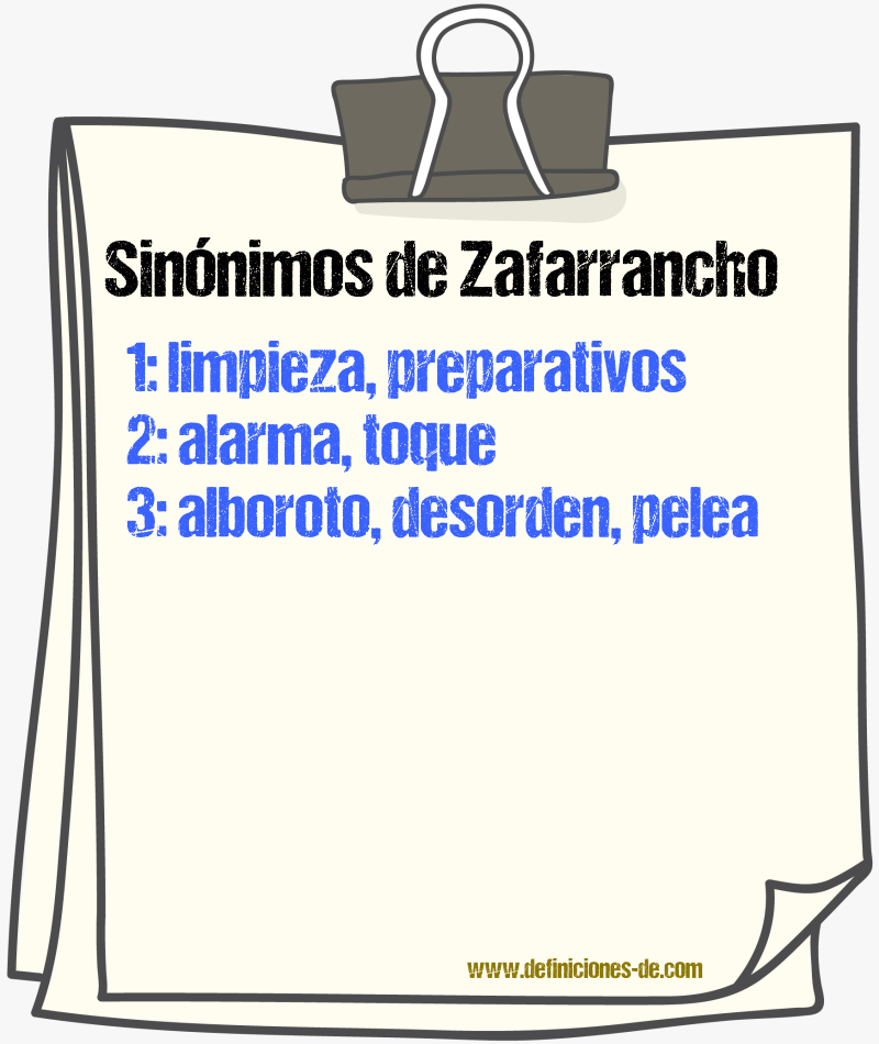 Sinnimos de zafarrancho