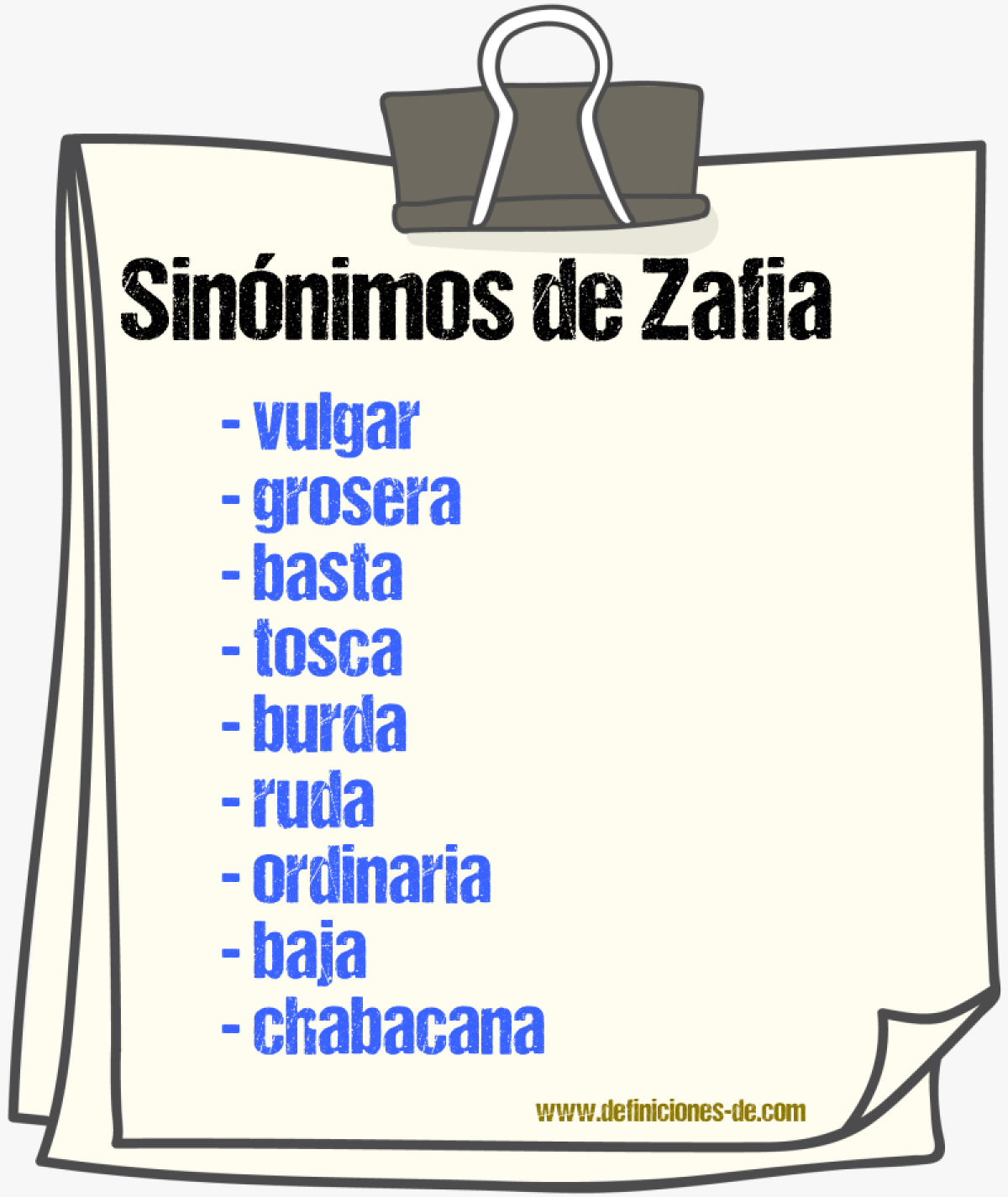 Sinónimos de zafia