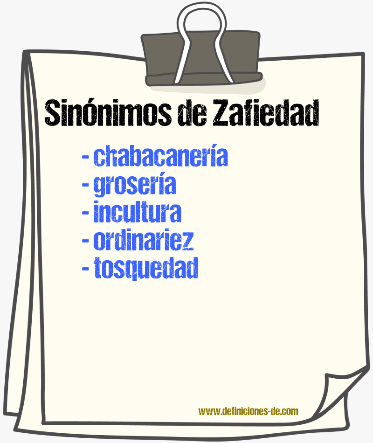 Sinnimos de zafiedad