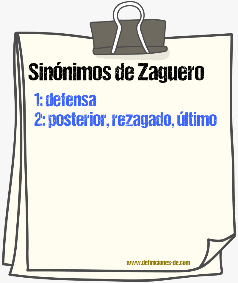 Sinnimos de zaguero