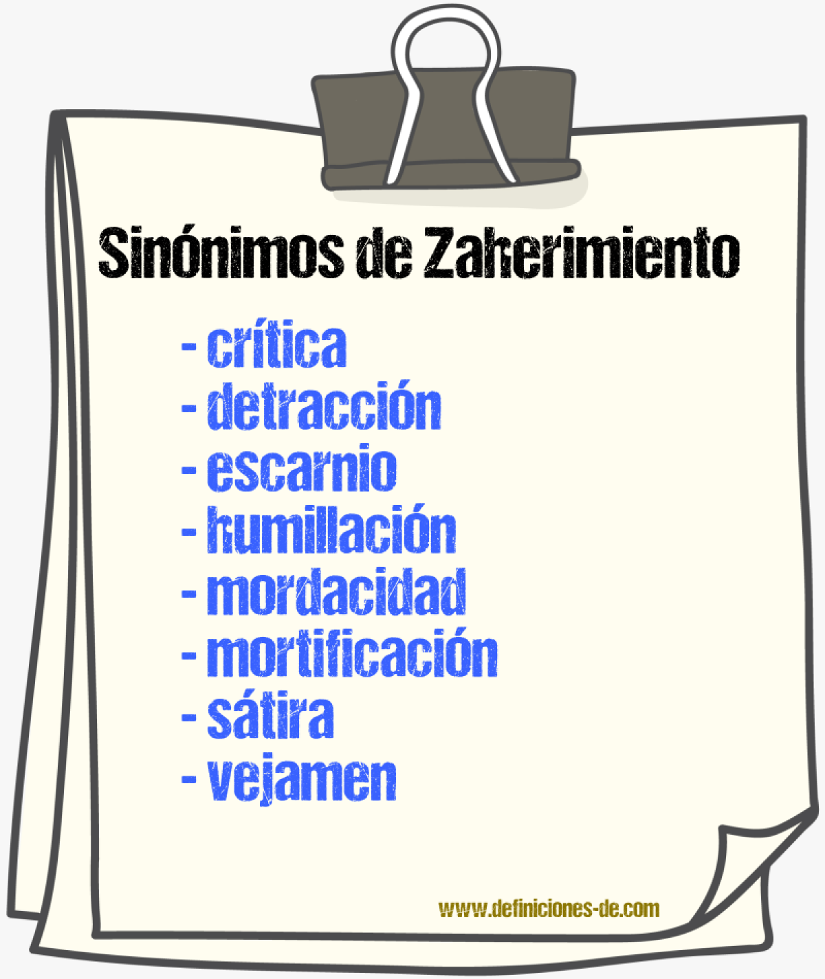 Sinnimos de zaherimiento