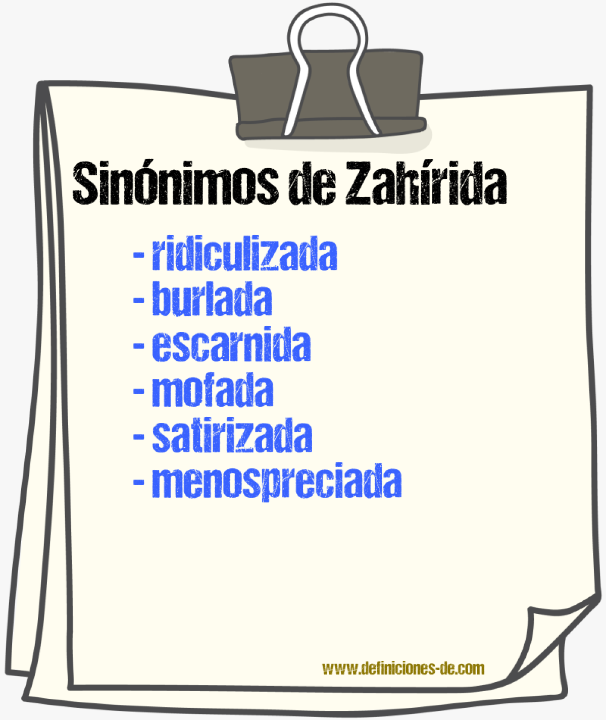 Sinónimos de zahírida