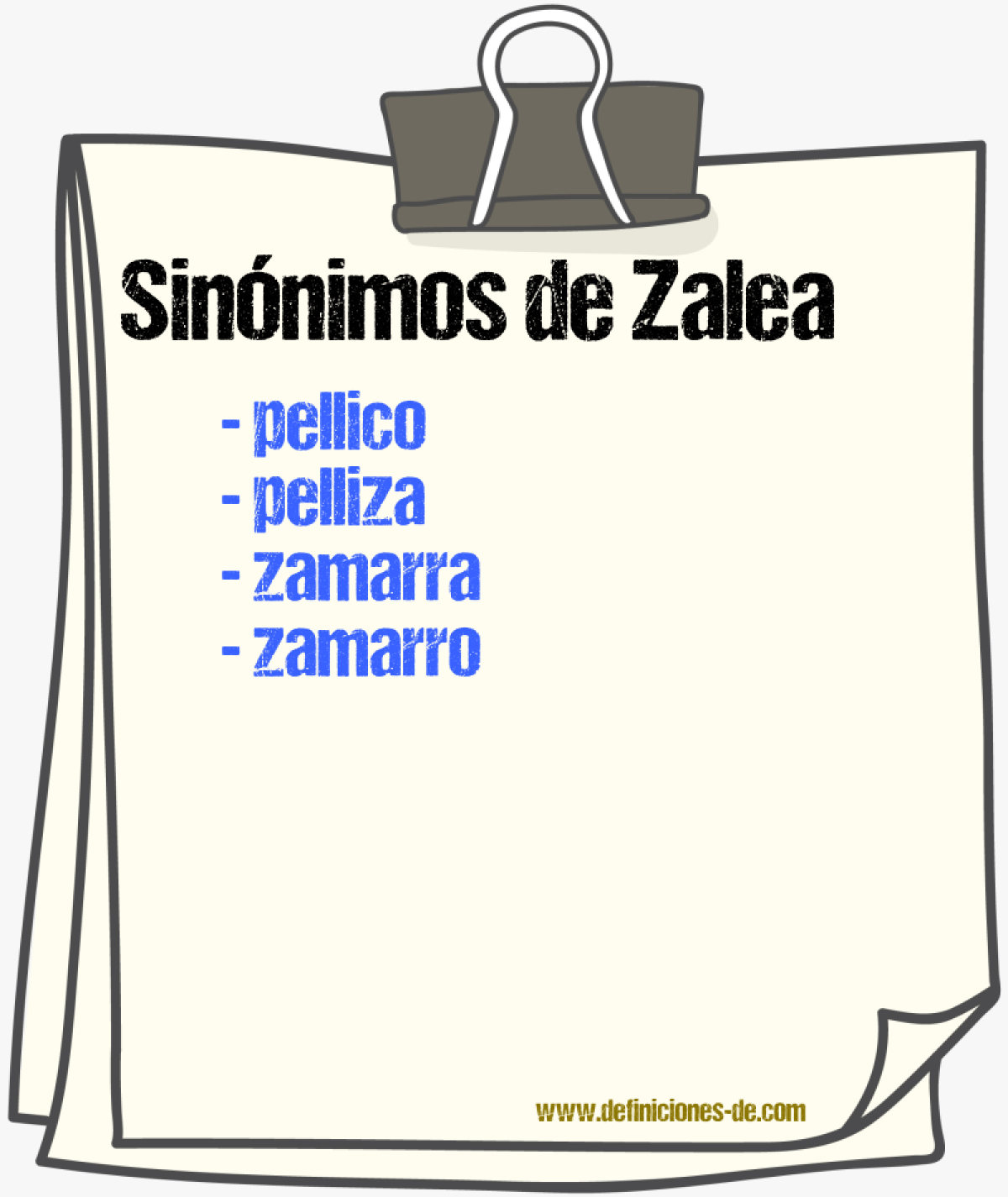 Sinnimos de zalea