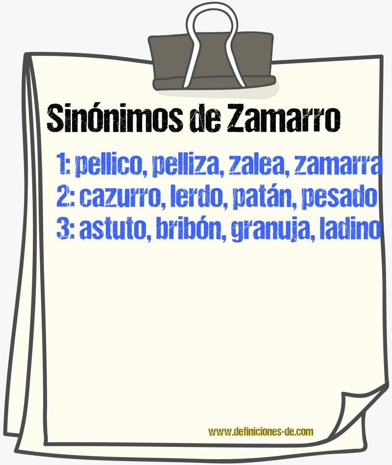 Sinnimos de zamarro