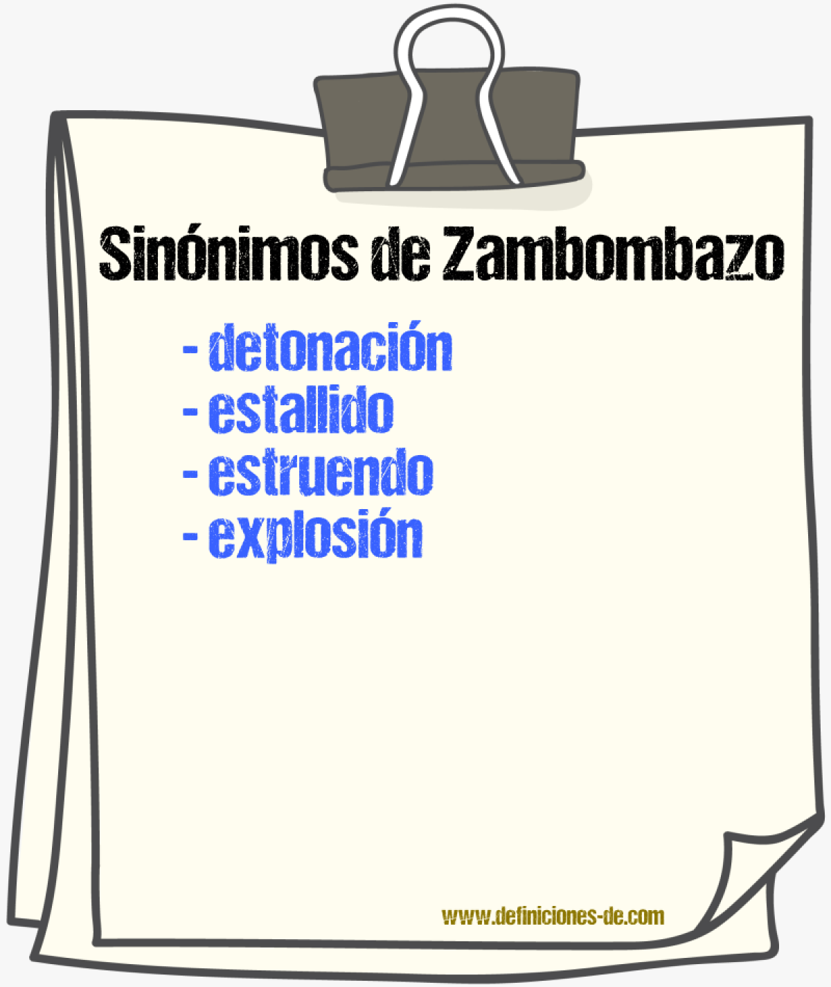 Sinnimos de zambombazo