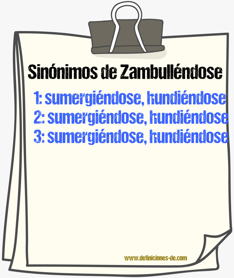 Sinónimos de zambulléndose