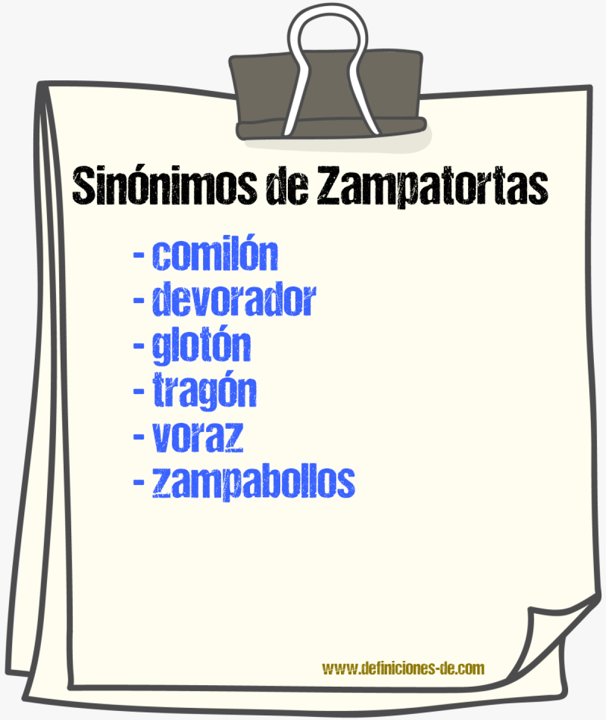 Sinnimos de zampatortas