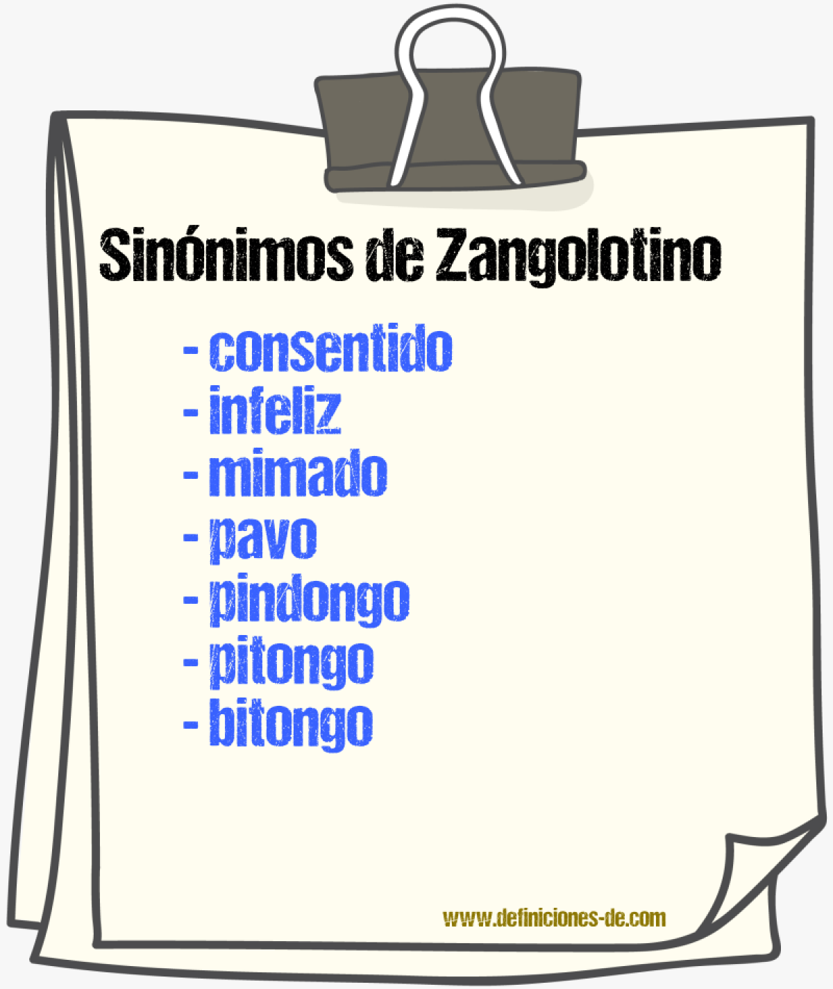 Sinnimos de zangolotino