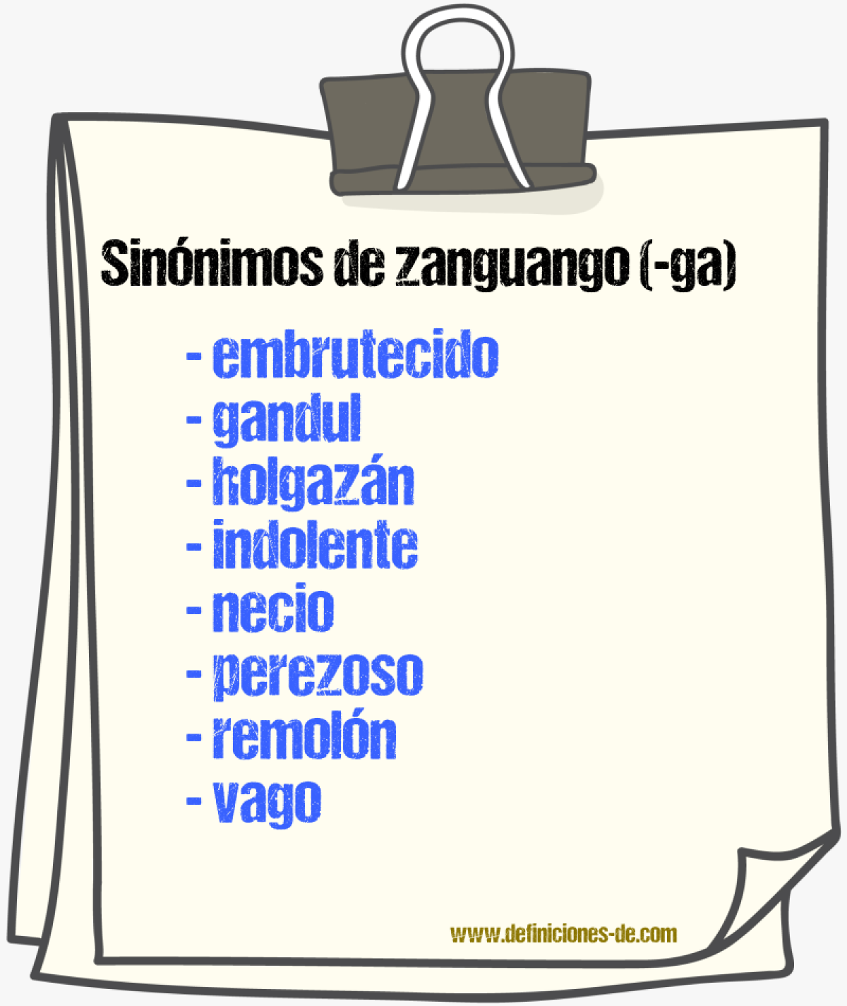 Sinnimos de zanguango