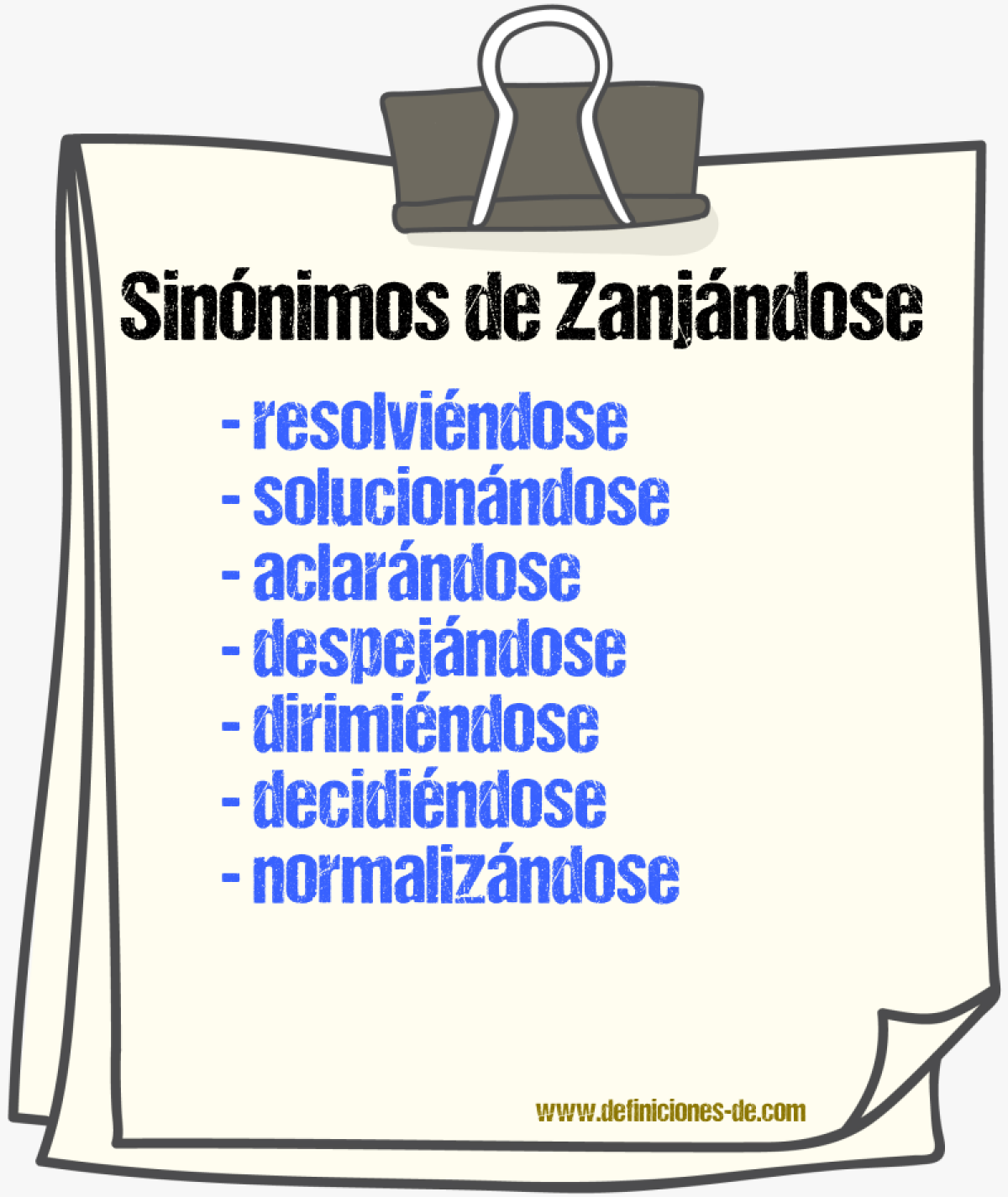 Sinónimos de zanjándose
