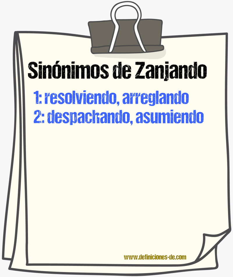 Sinónimos de zanjando