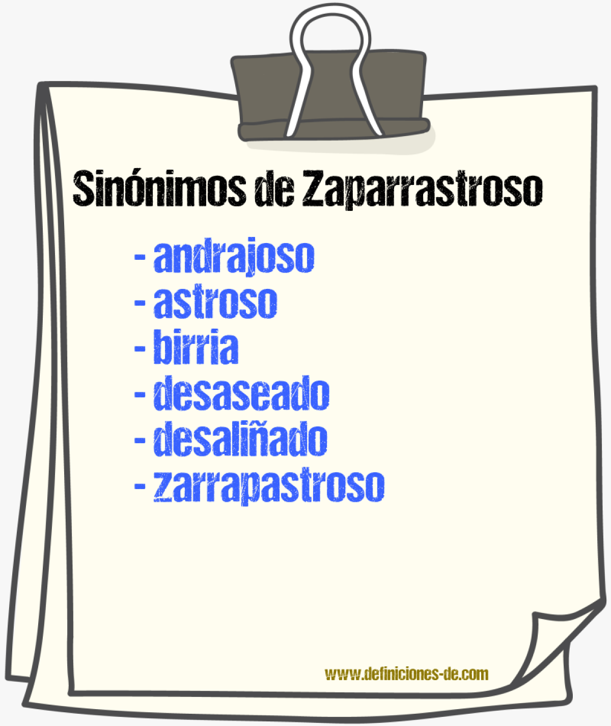 Sinnimos de zaparrastroso