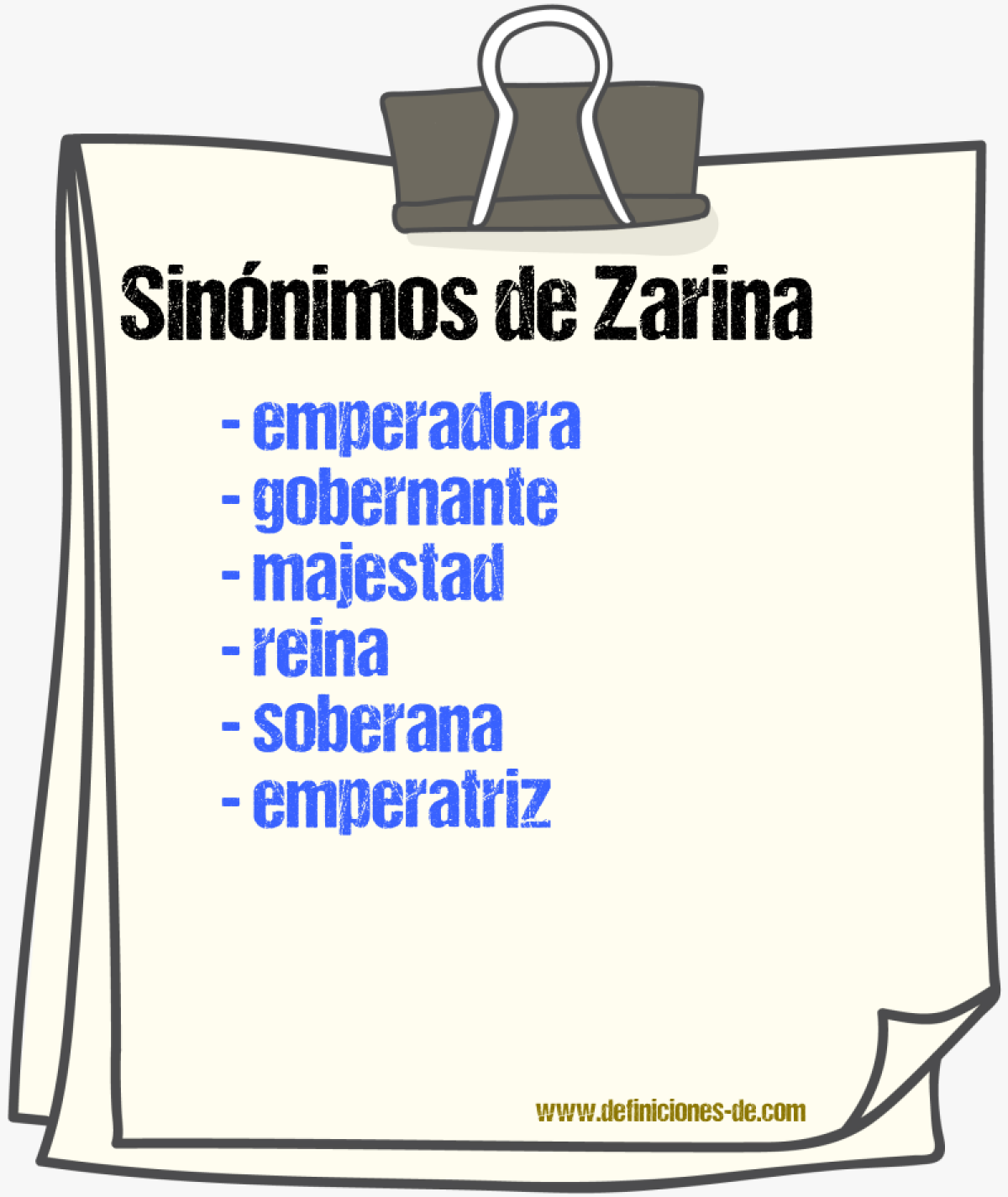 Sinnimos de zarina