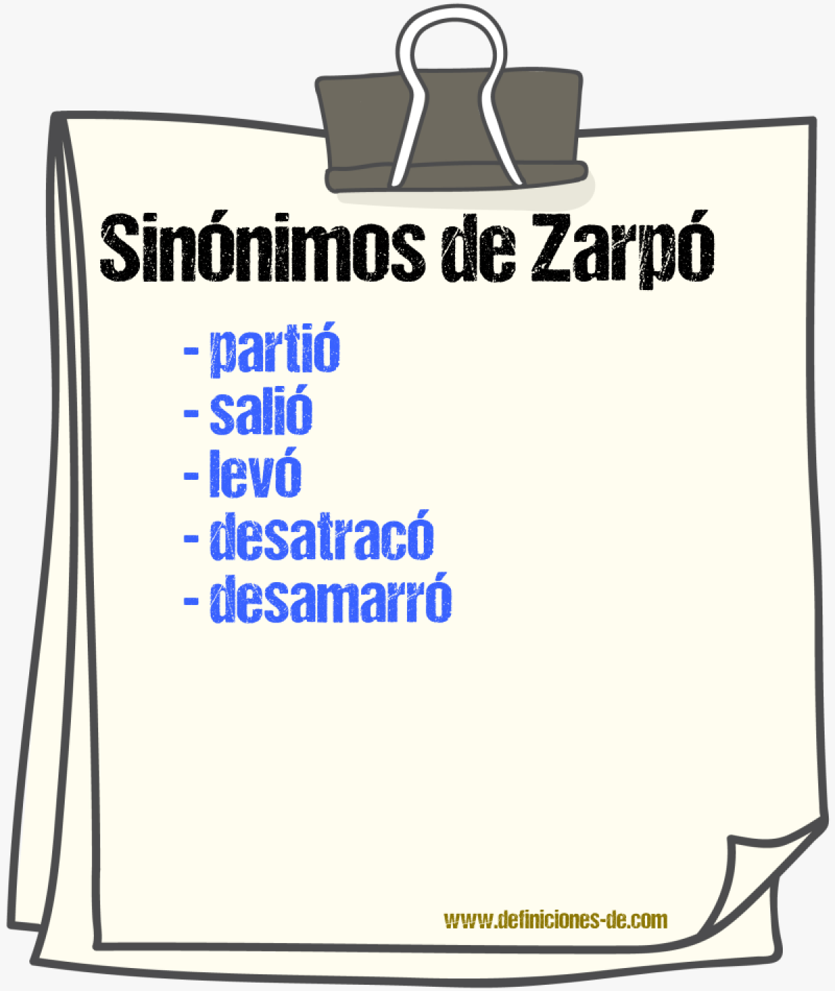 Sinónimos de zarpó