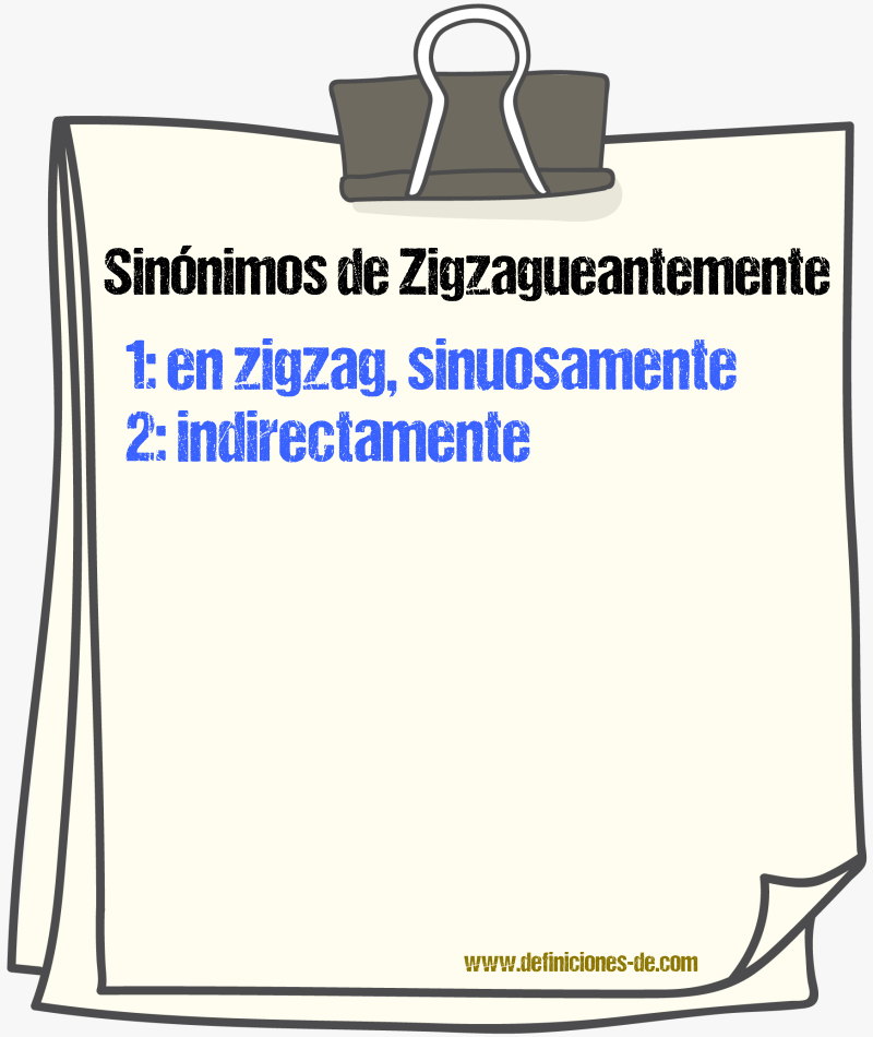Sinónimos de zigzagueantemente