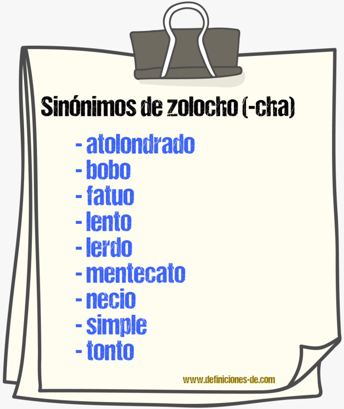 Sinnimos de zolocho